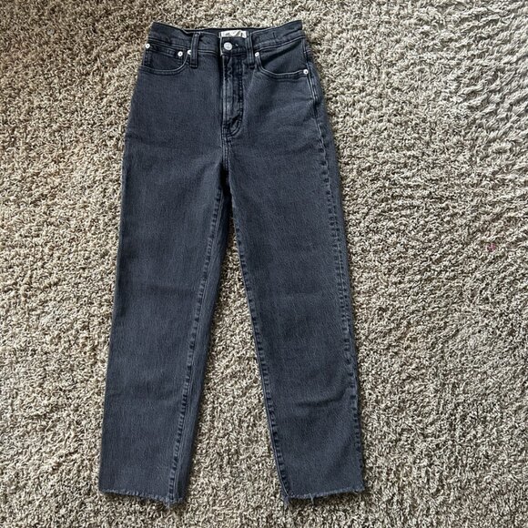 Madewell The Perfect Vintage Straught Jeans in Black Women's Size 24 Raw Hem - Picture 3 of 9